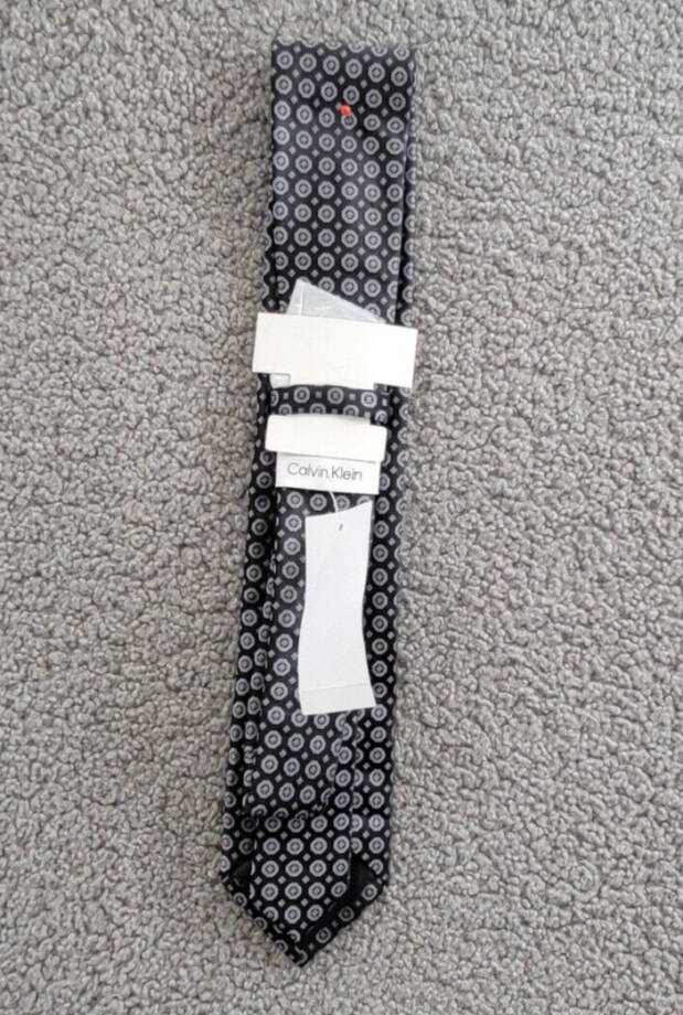 Calvin Klein Hex-Dot Medallion Tie Men's One Size Black Classic Design Pointed