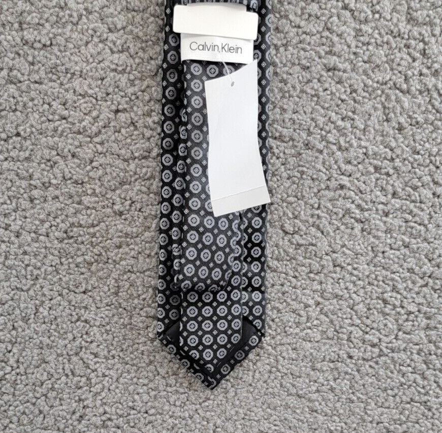 Calvin Klein Hex-Dot Medallion Tie Men's One Size Black Classic Design Pointed