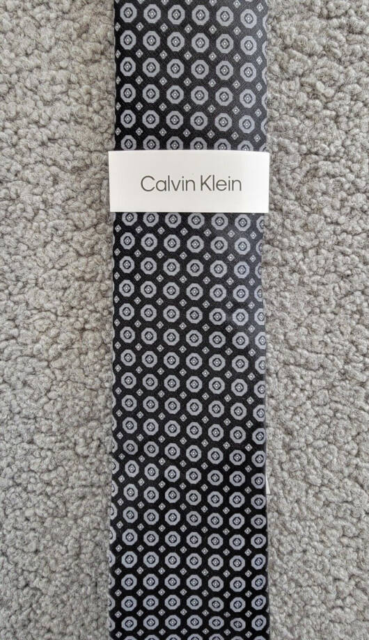 Calvin Klein Hex-Dot Medallion Tie Men's One Size Black Classic Design Pointed