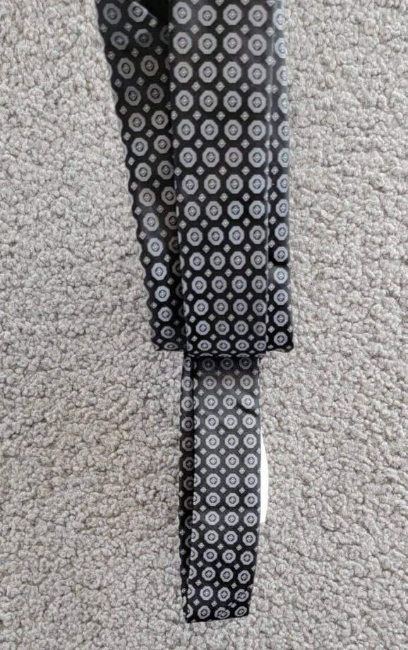 Calvin Klein Hex-Dot Medallion Tie Men's One Size Black Classic Design Pointed