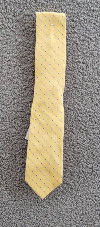 Tommy Hilfiger Silk-Linen Blend Dot Tie Men's Yellow Adjustable~