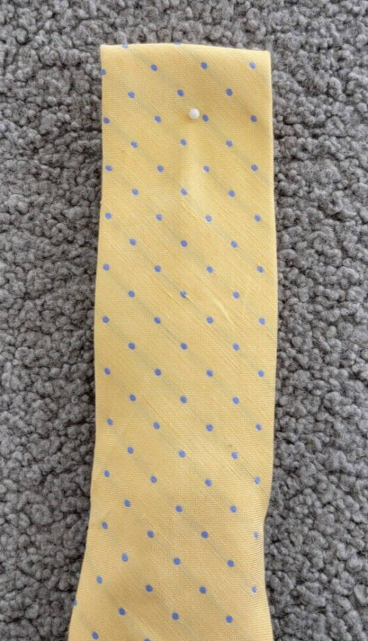 Tommy Hilfiger Silk-Linen Blend Dot Tie Men's Yellow Adjustable~