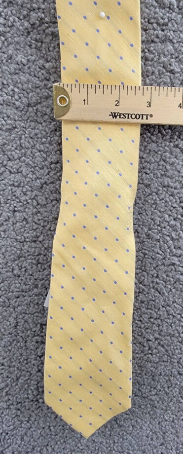 Tommy Hilfiger Silk-Linen Blend Dot Tie Men's Yellow Adjustable~