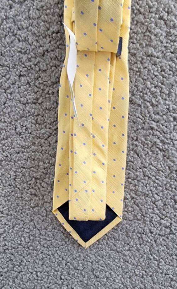Tommy Hilfiger Silk-Linen Blend Dot Tie Men's Yellow Adjustable~
