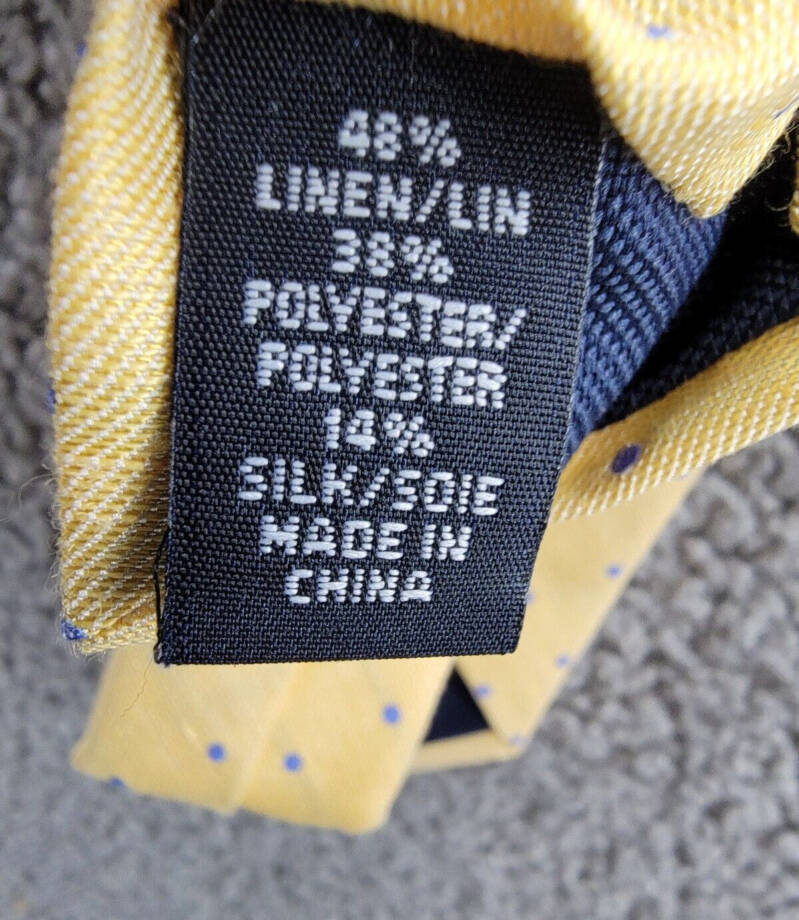 Tommy Hilfiger Silk-Linen Blend Dot Tie Men's Yellow Adjustable~