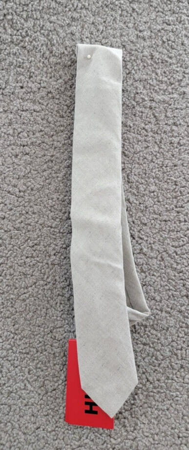 HUGO Linen Blend Jacquard-woven Tie Men's One Size Gray Adjustable