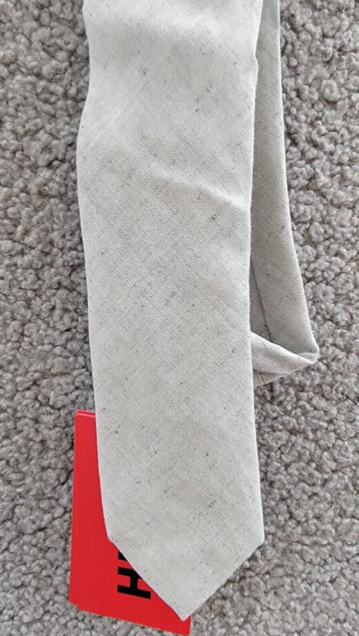 HUGO Linen Blend Jacquard-woven Tie Men's One Size Gray Adjustable