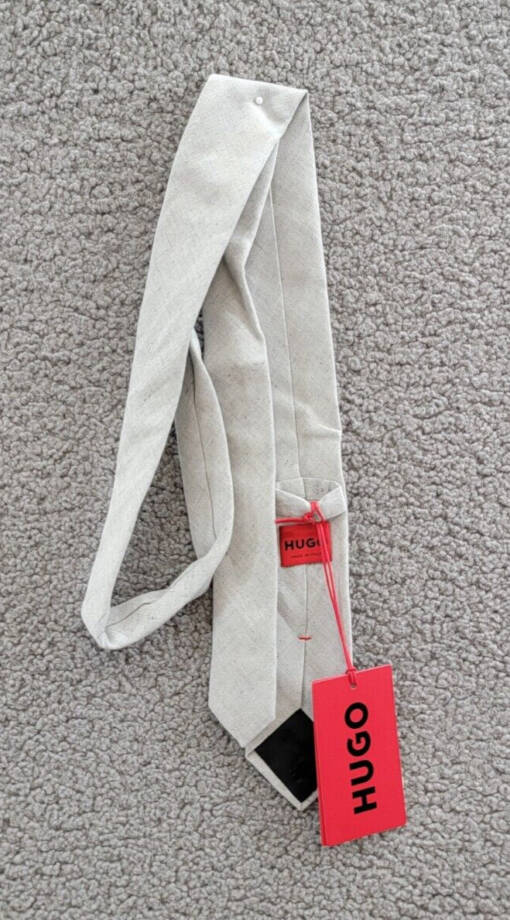 HUGO Linen Blend Jacquard-woven Tie Men's One Size Gray Adjustable