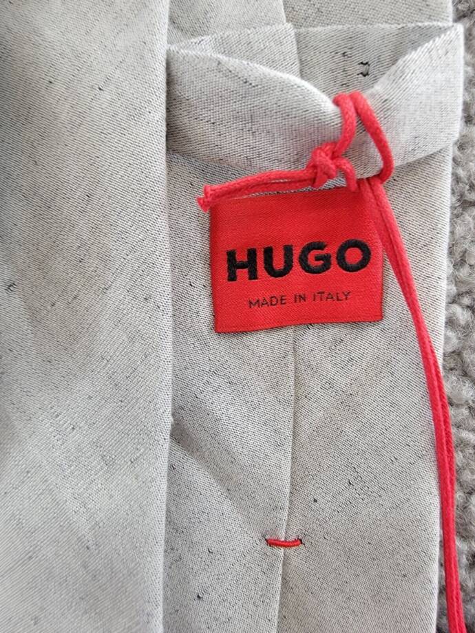 HUGO Linen Blend Jacquard-woven Tie Men's One Size Gray Adjustable