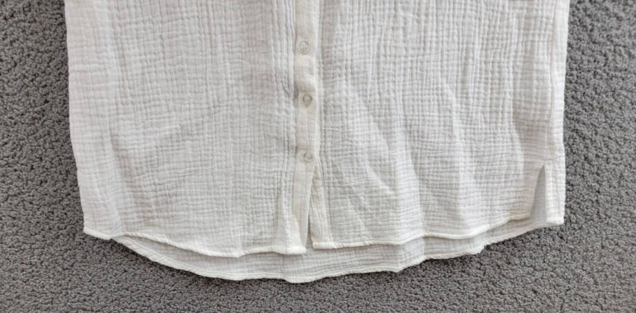 a. ren Woven Gauze Button Up Sleeveless Top Women's S Off White Patch Pocket