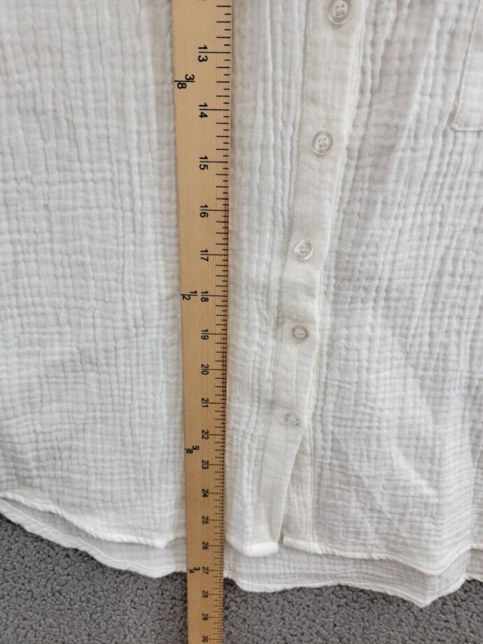a. ren Woven Gauze Button Up Sleeveless Top Women's S Off White Patch Pocket