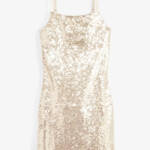 With Jules Sleeveless Sequin Bodycon Dress Big Girls L Gold Round Neck Pullover