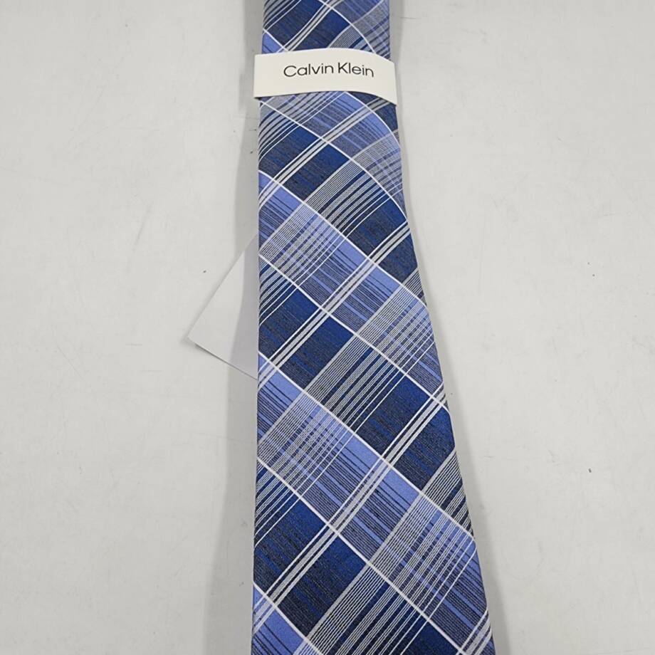Calvin Klein Silk Blend Ombre Plaid Tie Men's One Size Blue Multi Adjustable