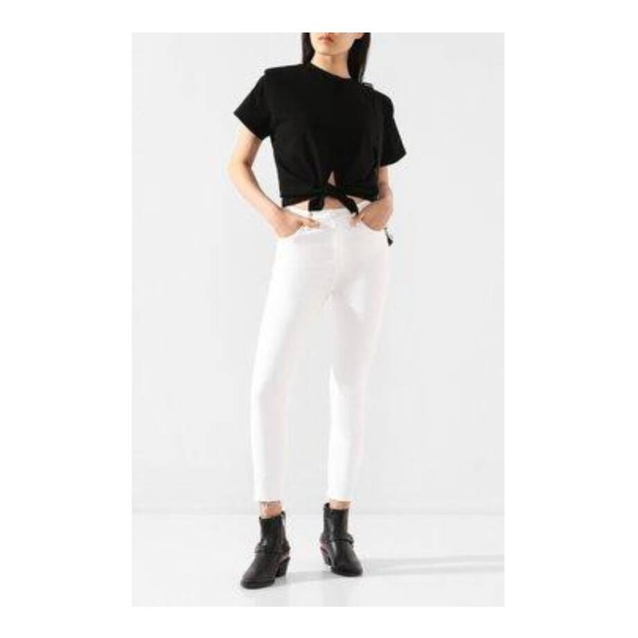 GRLFRND Karolina High Rise Skinny Jeans Women's White Sky Zip/Button Closure 28
