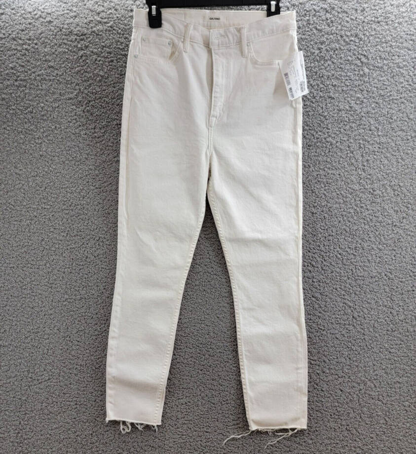 GRLFRND Karolina High Rise Skinny Jeans Women's White Sky Zip/Button Closure 28