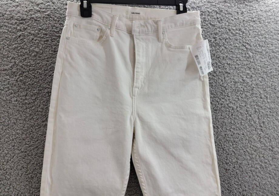GRLFRND Karolina High Rise Skinny Jeans Women's White Sky Zip/Button Closure 28