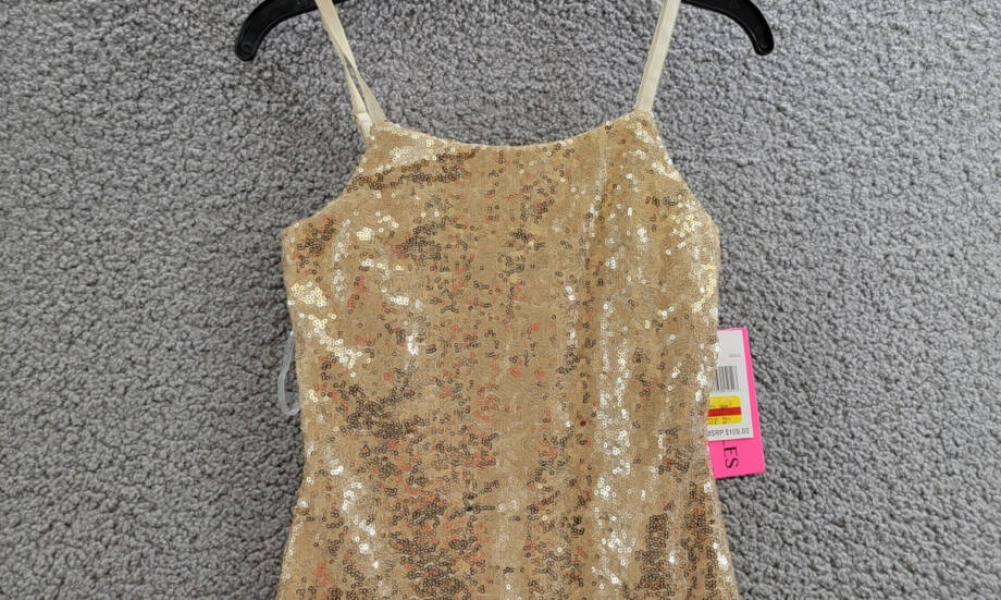 With Jules Sleeveless Sequin Bodycon Dress Big Girls L Gold Round Neck Pullover