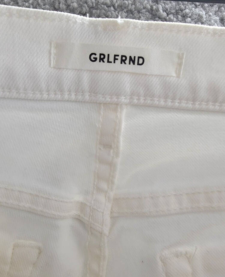 GRLFRND Karolina High Rise Skinny Jeans Women's White Sky Zip/Button Closure 28
