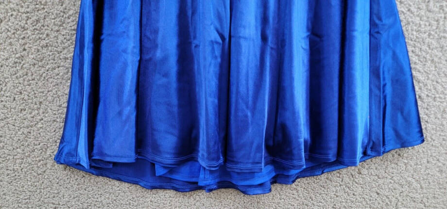 City Studio Satin Fit & Flare Dress Juniors' 0 Cobalt Blue V-Neck Zip Lace Back