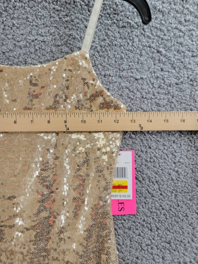 With Jules Sleeveless Sequin Bodycon Dress Big Girls L Gold Round Neck Pullover
