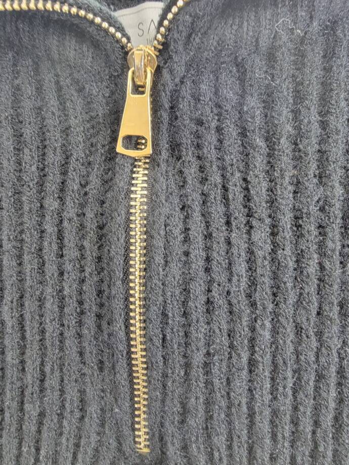 Sage The Label Quarter Zip Striped Sweater Women's XS Black/White Long Sleeve