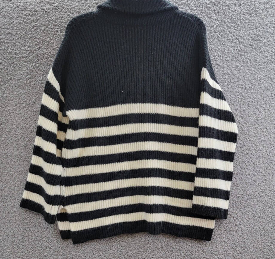 Sage The Label Quarter Zip Striped Sweater Women's XS Black/White Long Sleeve
