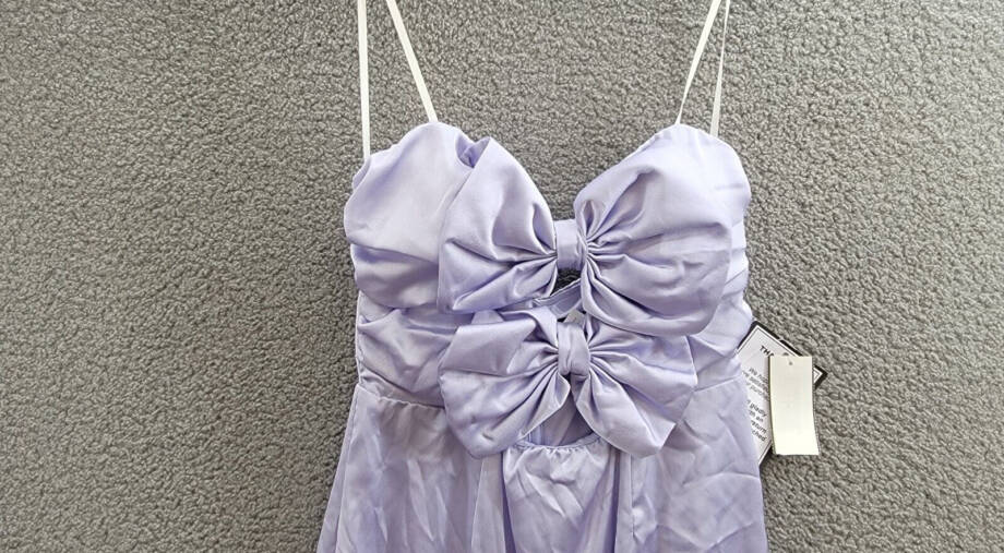 B Darlin Satin Bow-Front Strapless Mini Dress Juniors' 11/12 Lilac Zip Closure