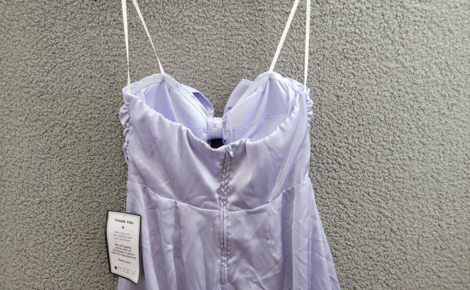 B Darlin Satin Bow-Front Strapless Mini Dress Juniors' 11/12 Lilac Zip Closure