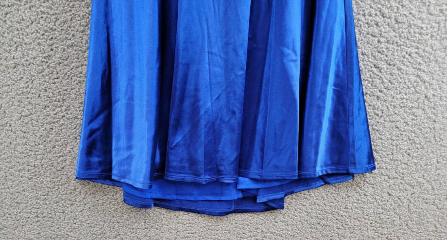 City Studio Satin Fit & Flare Dress Juniors' 3 Cobalt Blue V-Neck Zip Lace Back