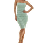 B Darlin Square-Neck Glitter Ruched Mesh Dress Juniors' XS Sage Back Zip Closure