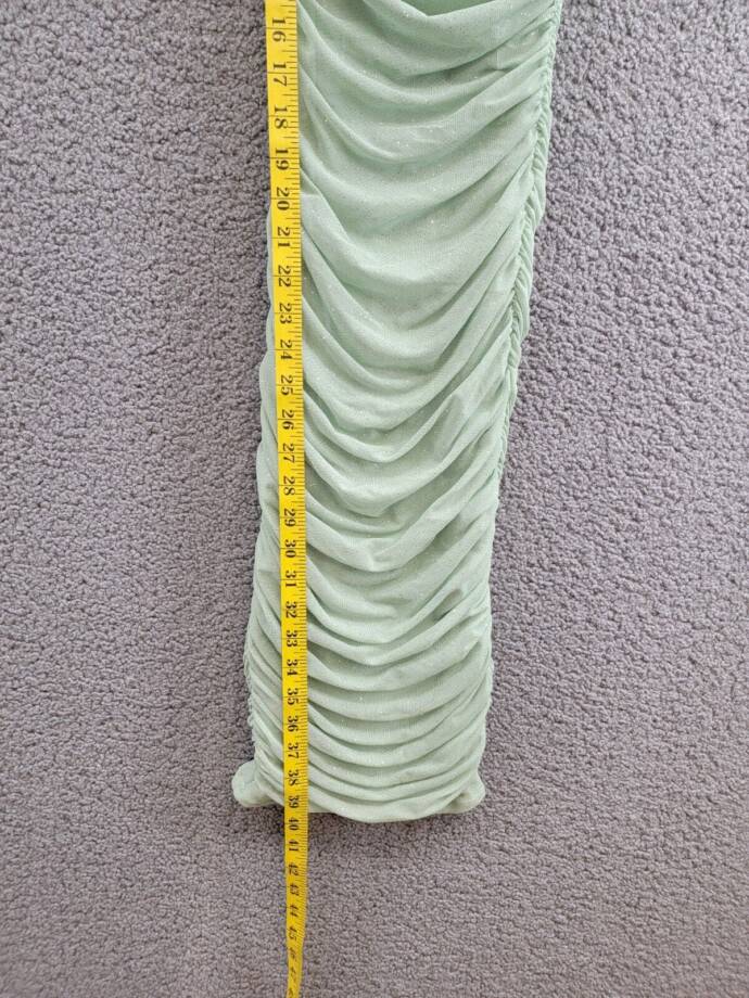 B Darlin Square-Neck Glitter Ruched Mesh Dress Juniors' XS Sage Back Zip Closure