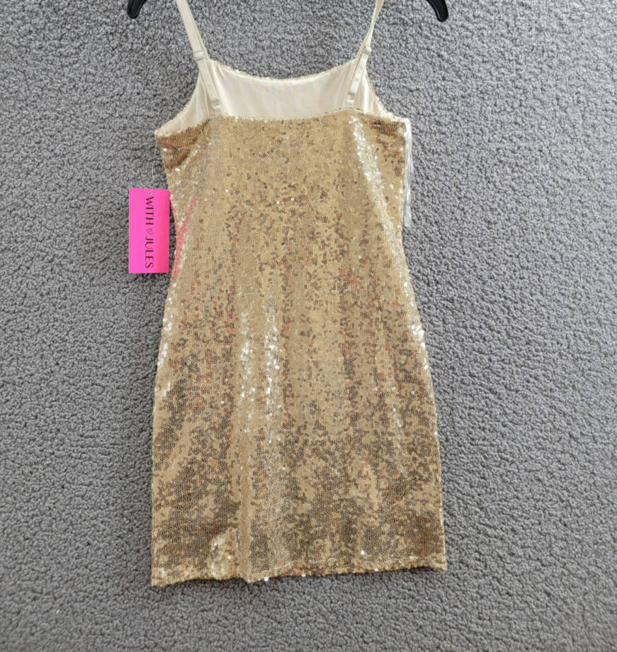 With Jules Sleeveless Sequin Bodycon Dress Big Girls L Gold Round Neck Pullover