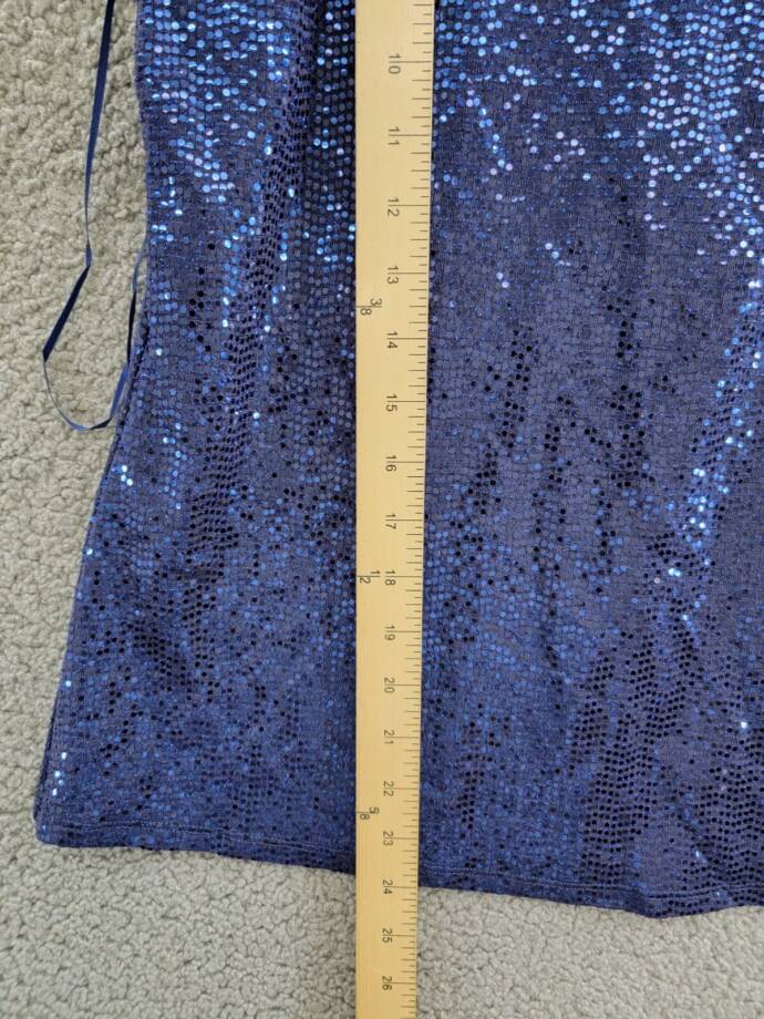 MSK Petite Sequin Sleeveless Round-Neck Keyhole Top Women's MP Blue Pullover