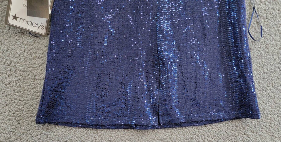 MSK Petite Sequin Sleeveless Round-Neck Keyhole Top Women's MP Blue Pullover