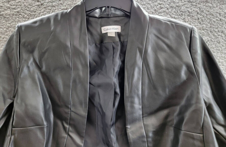 Calvin Klein Open Front Jacket Women's Large Black Solid Long Sleeve