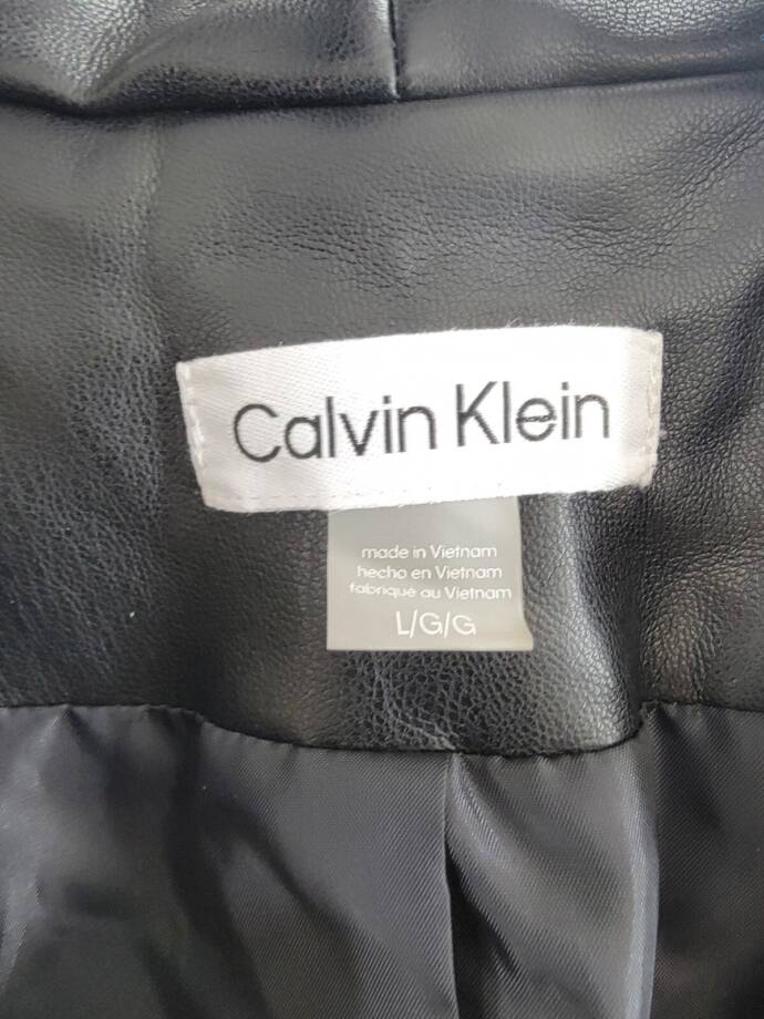 Calvin Klein Open Front Jacket Women's Large Black Solid Long Sleeve