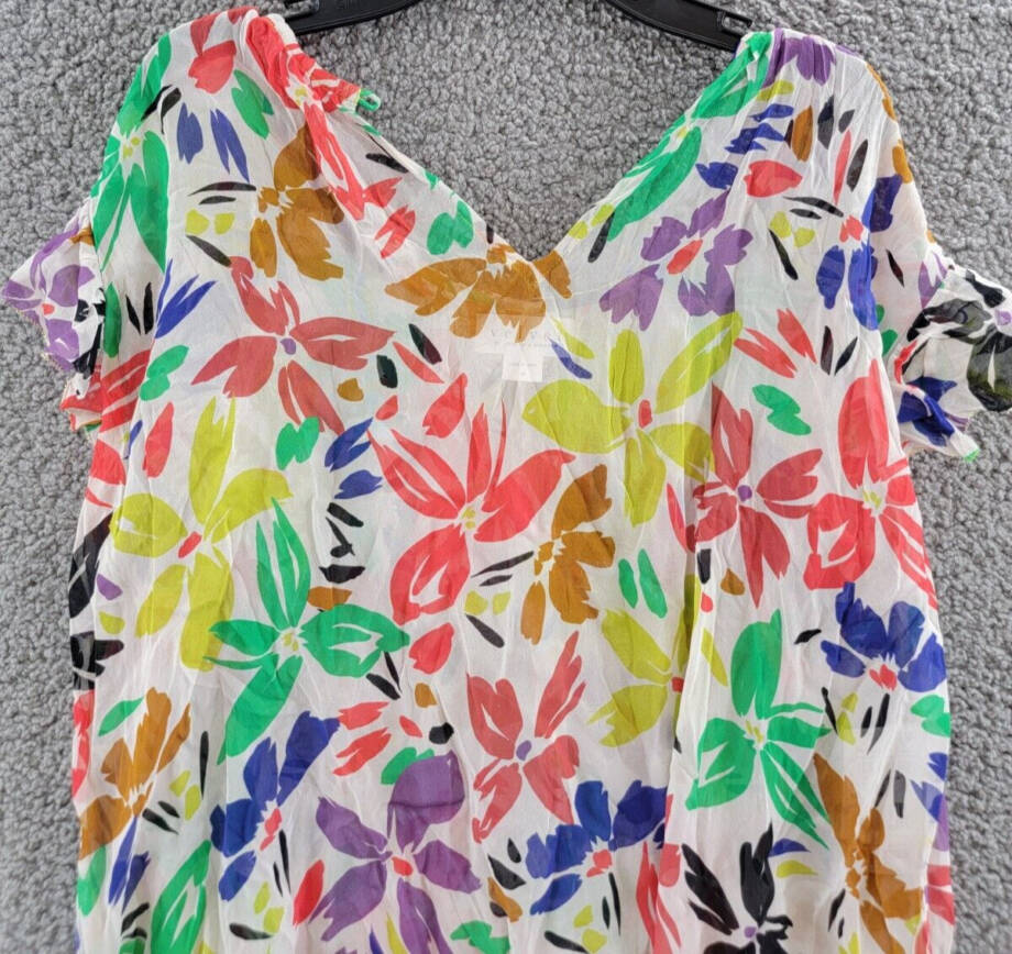 Velvet by Graham & Spencer Lucia Flutter Sleeve Top Women's M Viola Split Neck