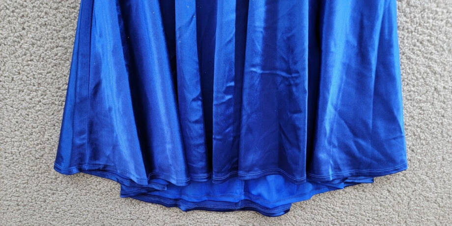 City Studio Satin Fit & Flare Dress Juniors 9 Cobalt Blue V-Neck Zip Lace Back