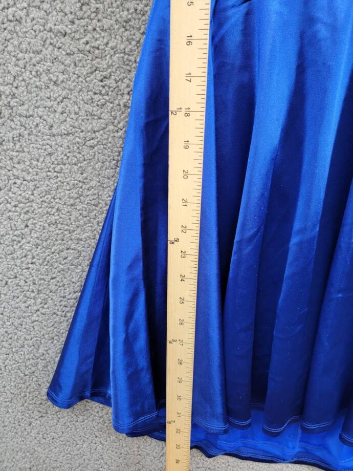 City Studio Satin Fit & Flare Dress Juniors 9 Cobalt Blue V-Neck Zip Lace Back