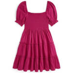 Polo Ralph Lauren Smocked Jersey Dress Big Girls M (8-10) Pink Square Neck S/S
