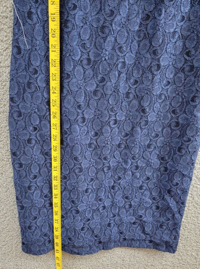 R & M Richards Embellished Lace Sheath Dress Women's 8 Navy Round Neck Pullover~
