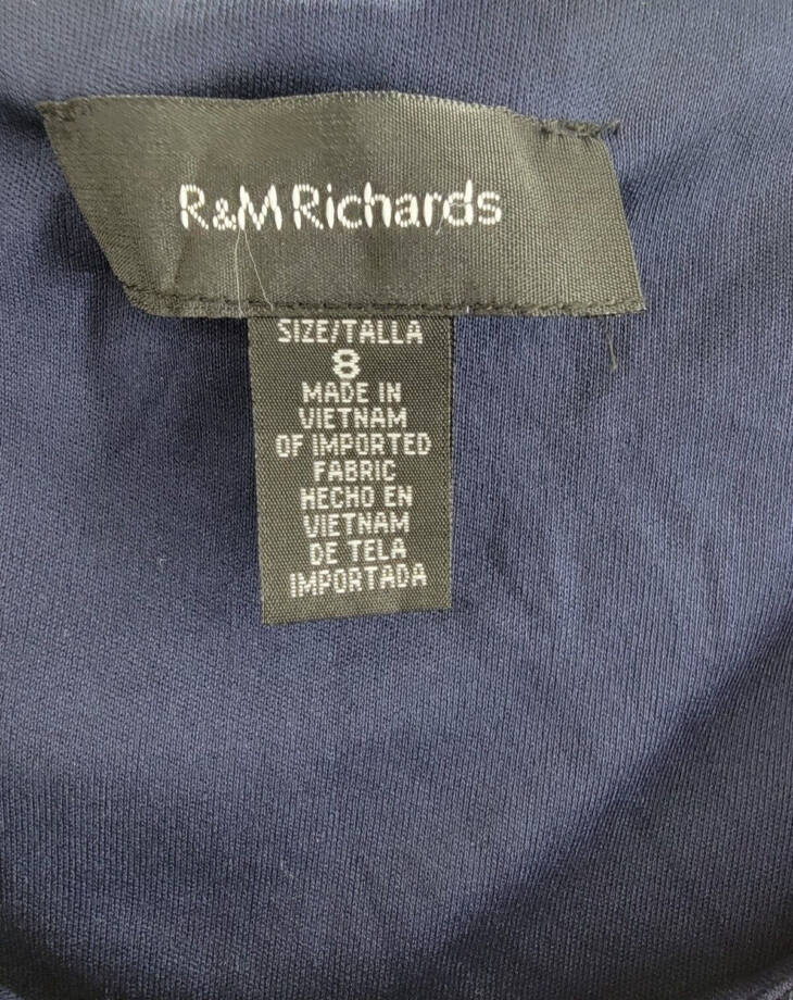 R & M Richards Embellished Lace Sheath Dress Women's 8 Navy Round Neck Pullover~
