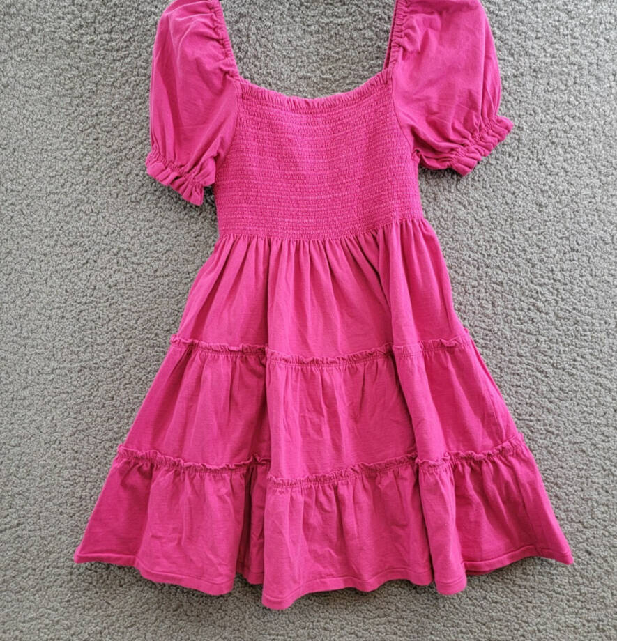 Polo Ralph Lauren Smocked Jersey Dress Big Girls M (8-10) Pink Square Neck S/S