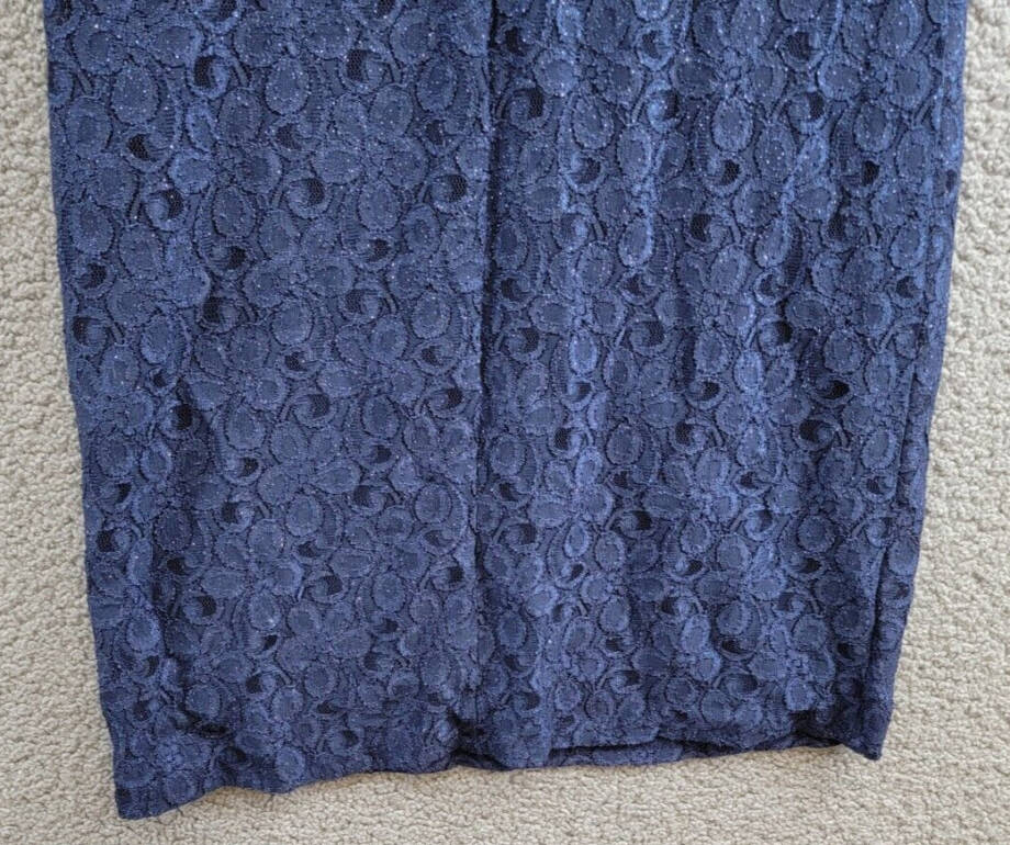 R & M Richards Embellished Lace Sheath Dress Women's 8 Navy Round Neck Pullover~