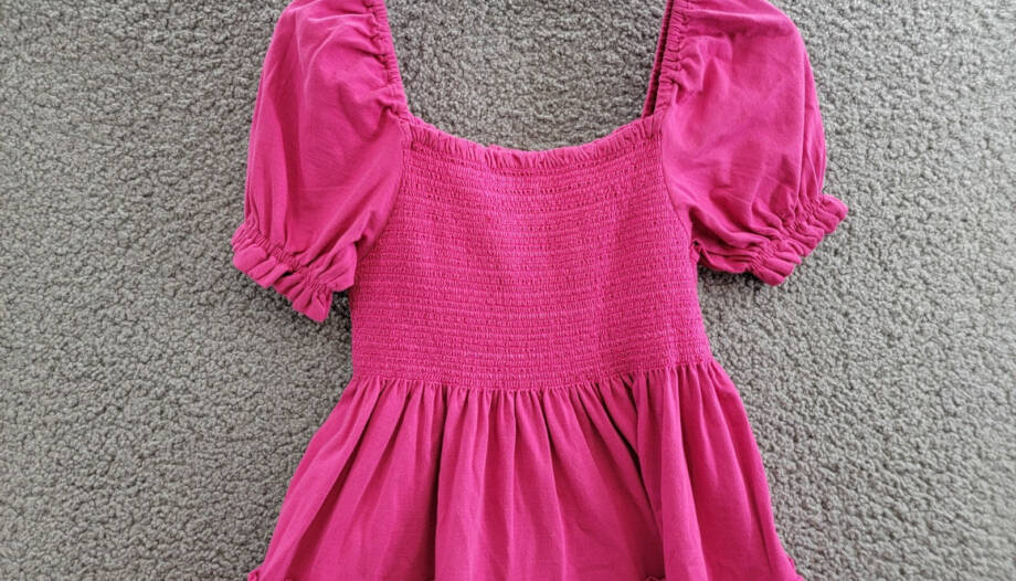 Polo Ralph Lauren Smocked Jersey Dress Big Girls M (8-10) Pink Square Neck S/S