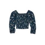 AQUA Floral Print Top Girls XXS 4/5 Dark Green Multi Long Sleeve Pullover