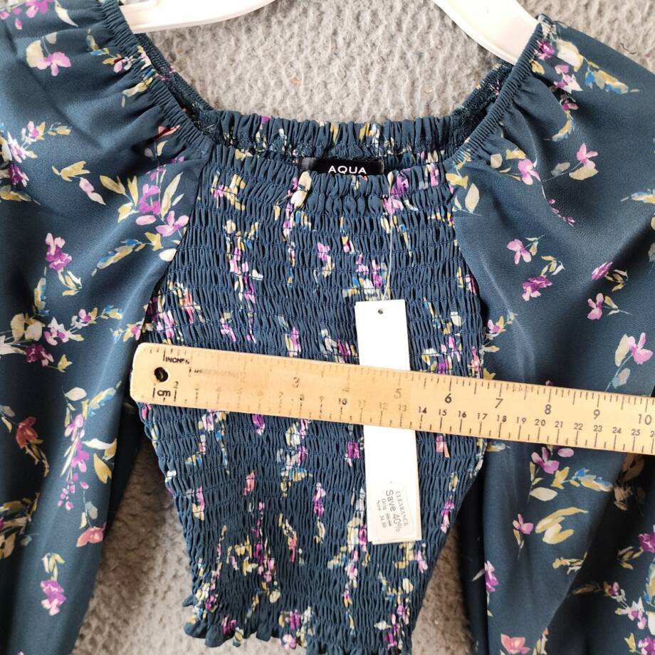 AQUA Floral Print Top Girls XXS 4/5 Dark Green Multi Long Sleeve Pullover