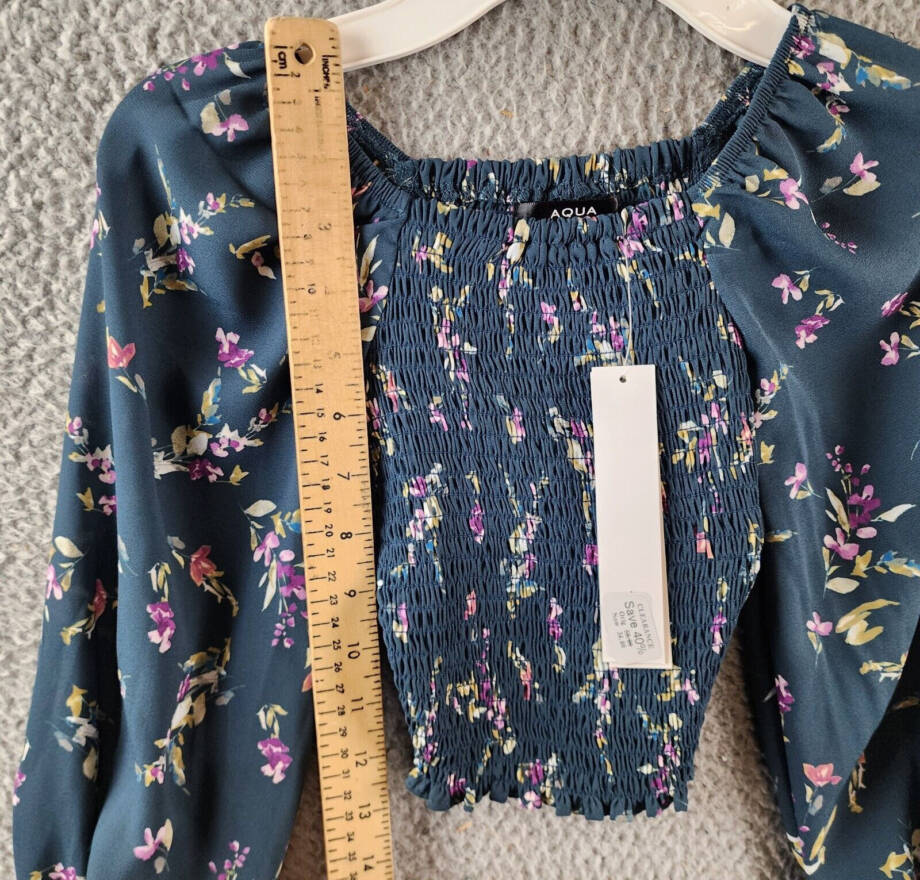 AQUA Floral Print Top Girls XXS 4/5 Dark Green Multi Long Sleeve Pullover