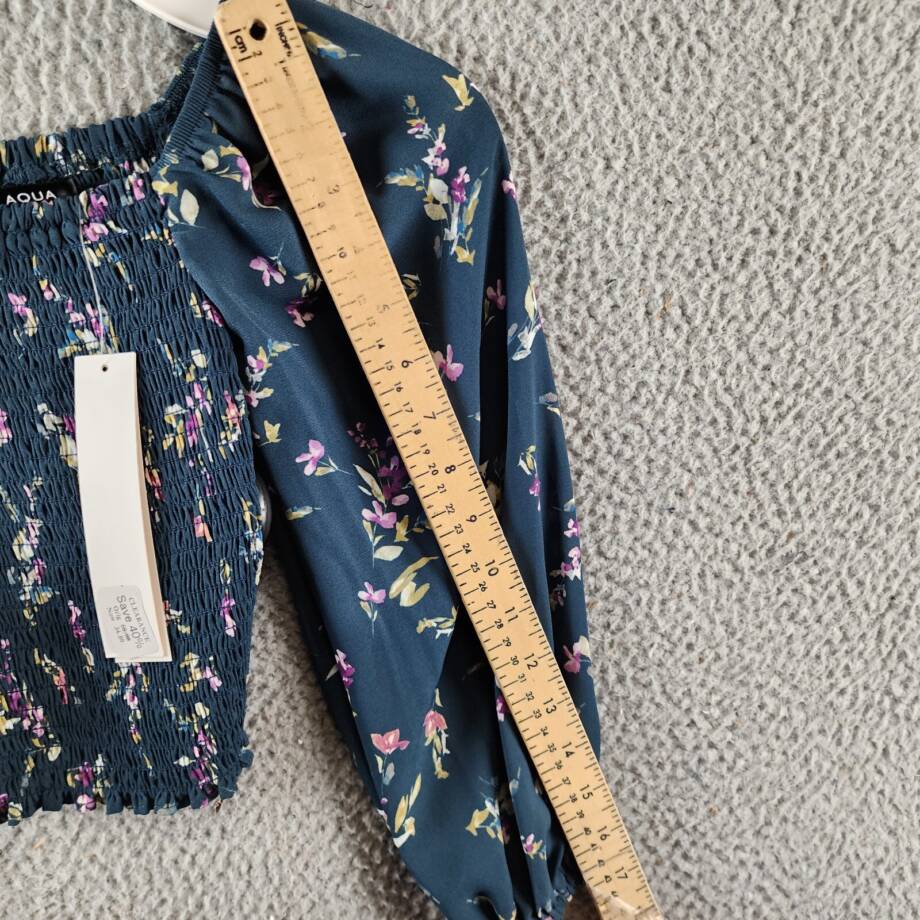 AQUA Floral Print Top Girls XXS 4/5 Dark Green Multi Long Sleeve Pullover