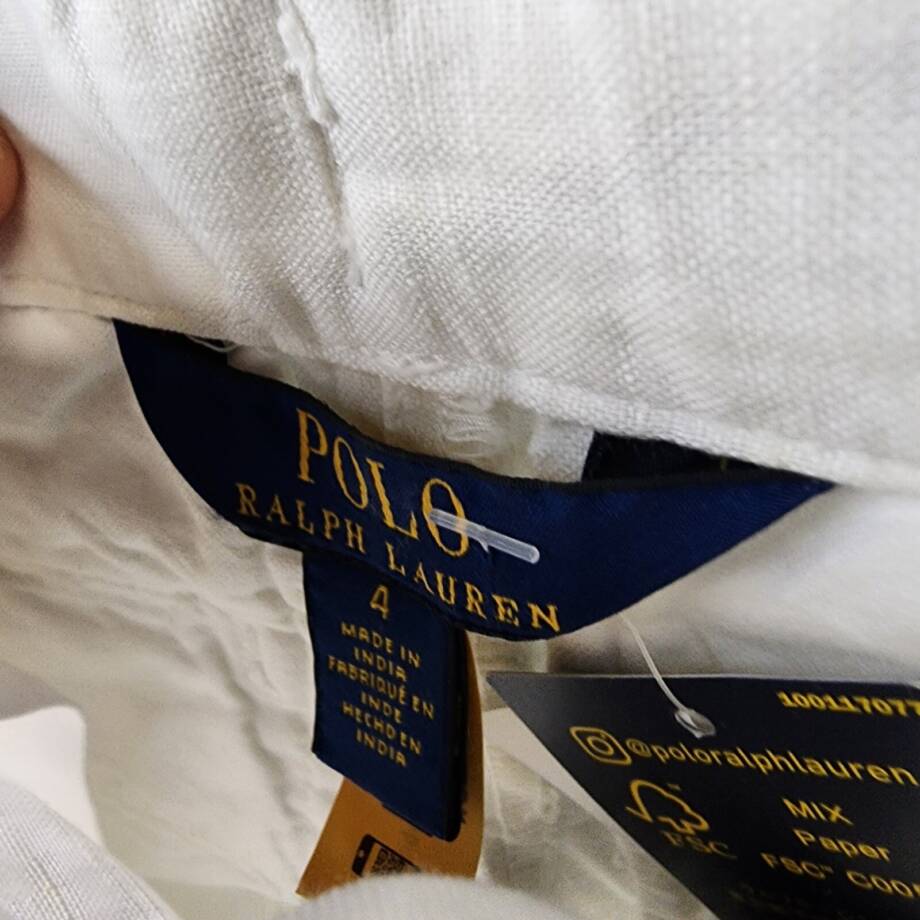 Polo Ralph Lauren Straight Fit Linen Blend Shorts Boys 4 Deckwash White Pockets